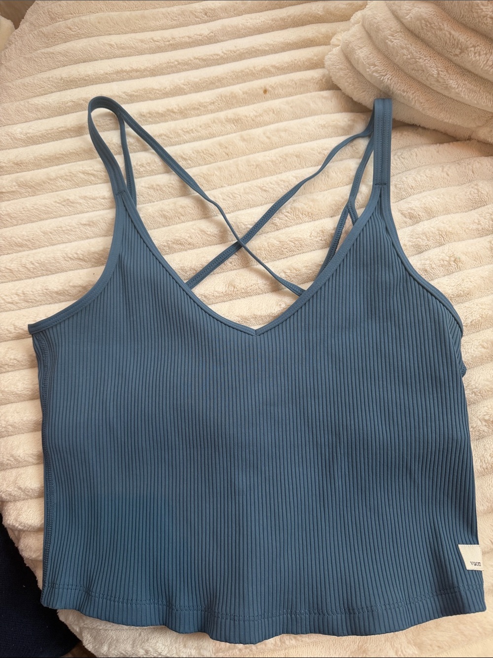 Vuori Blue Rib Crop Tank